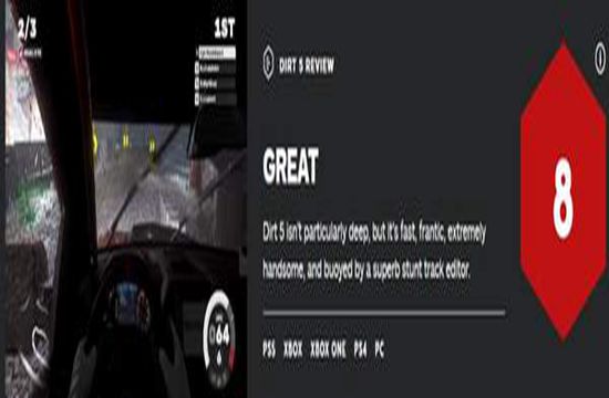 竞速新作《尘埃5》IGN 8分 操作粗暴、简单的赛车作品(图1)