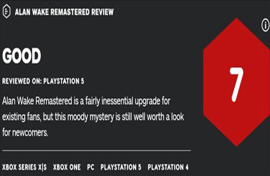 《心灵杀手：复刻版》IGN 7分 一个相当没必要的升级
