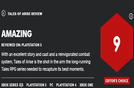 《破晓传说》IGN 9分 剧情出色，战斗系统重焕新春(图1)